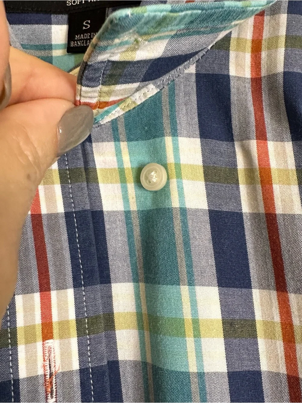 Banana Republic  Plaid Button-Down Shirt in Navy, Green & White Men's Size Small